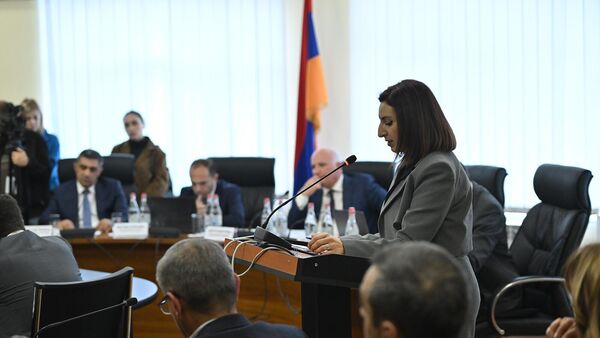 Мери Казарян на заседании КРОУ Армении по вопросу лишения ЭСА лицензии №0092 (13 ноября 2025). Еревaн - Sputnik Армения