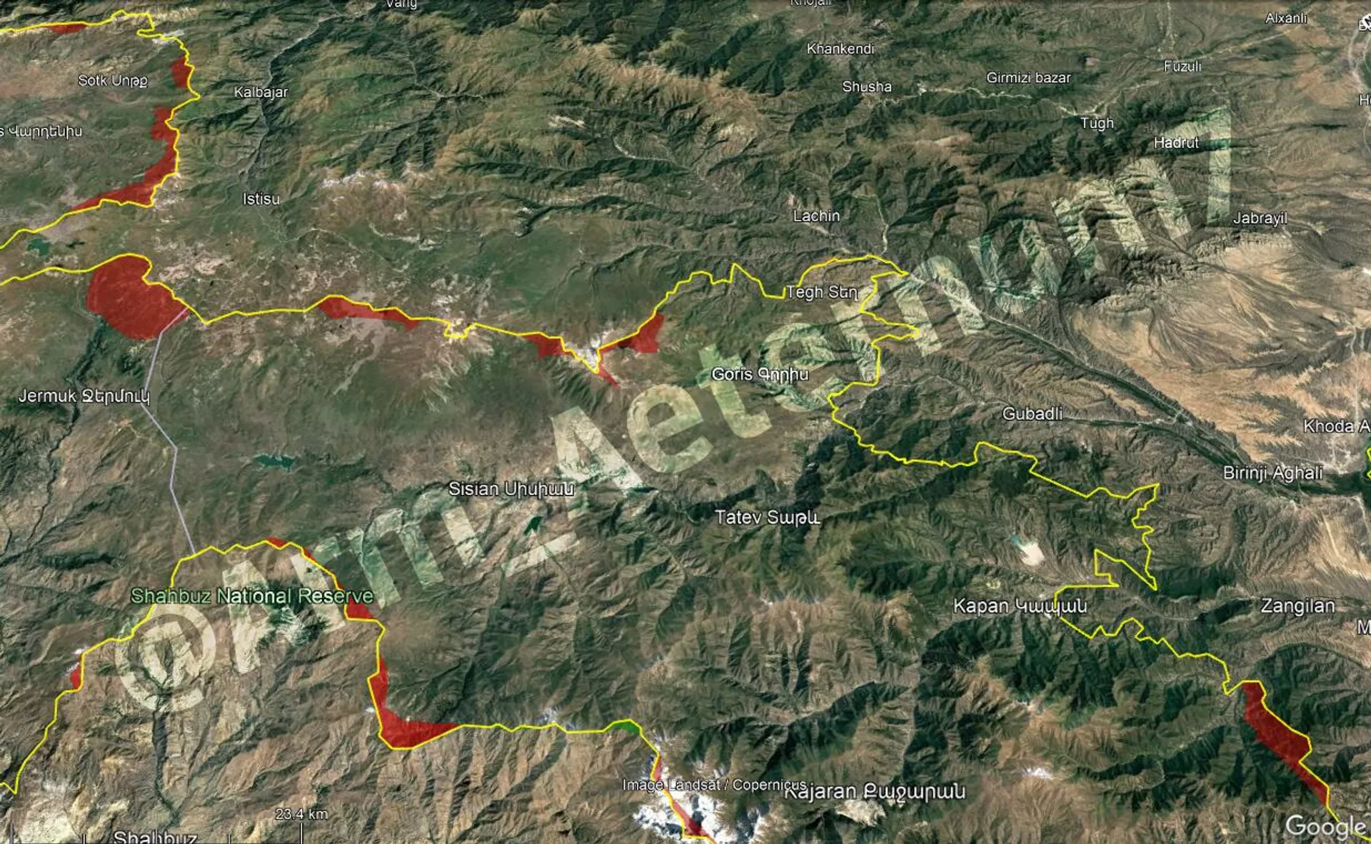 Карта оккупированных Азербайджаном территорий Армении - Sputnik Армения, 1920, 04.12.2025