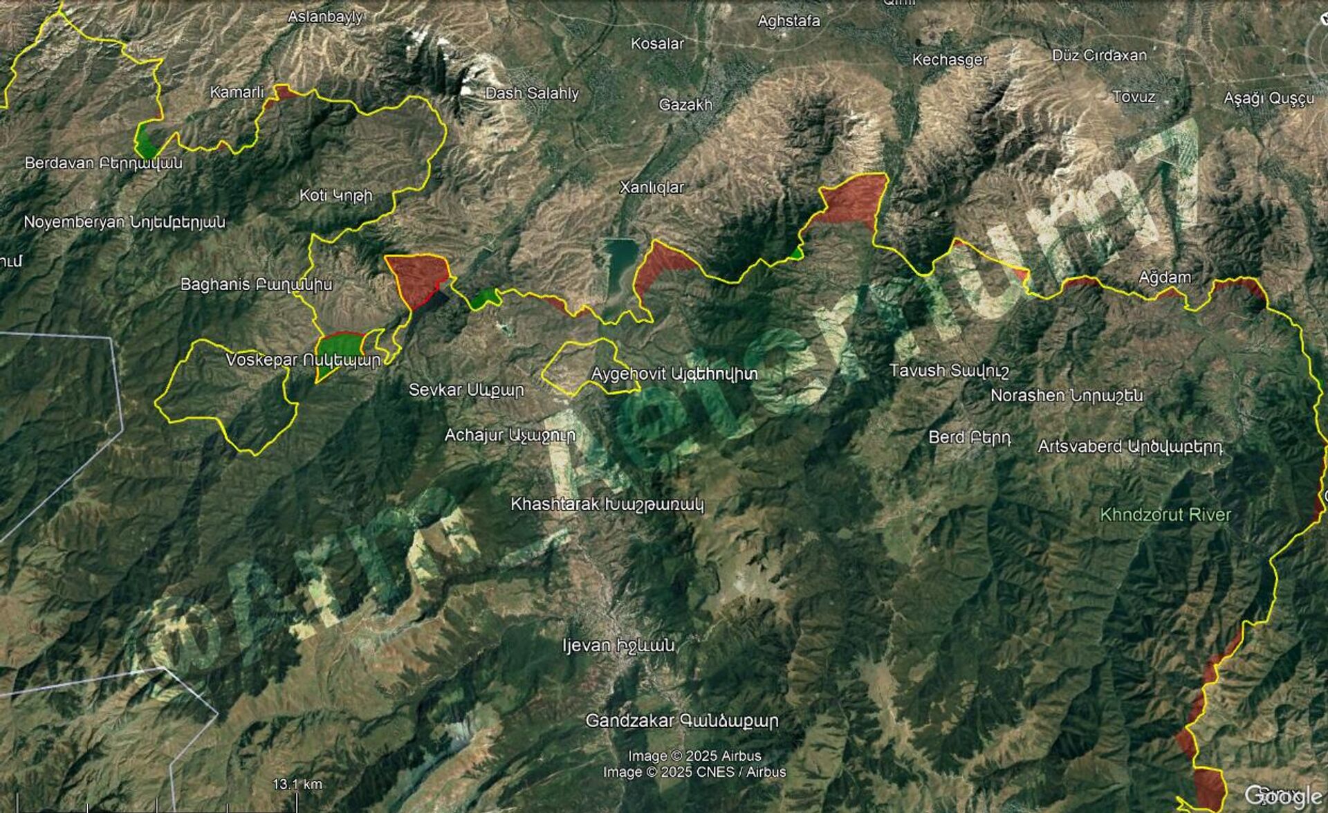 Карта Территорий Армении и Азербайджана под контролем противоположной стороны в районе Тавуша - Sputnik Արմենիա, 1920, 04.12.2025