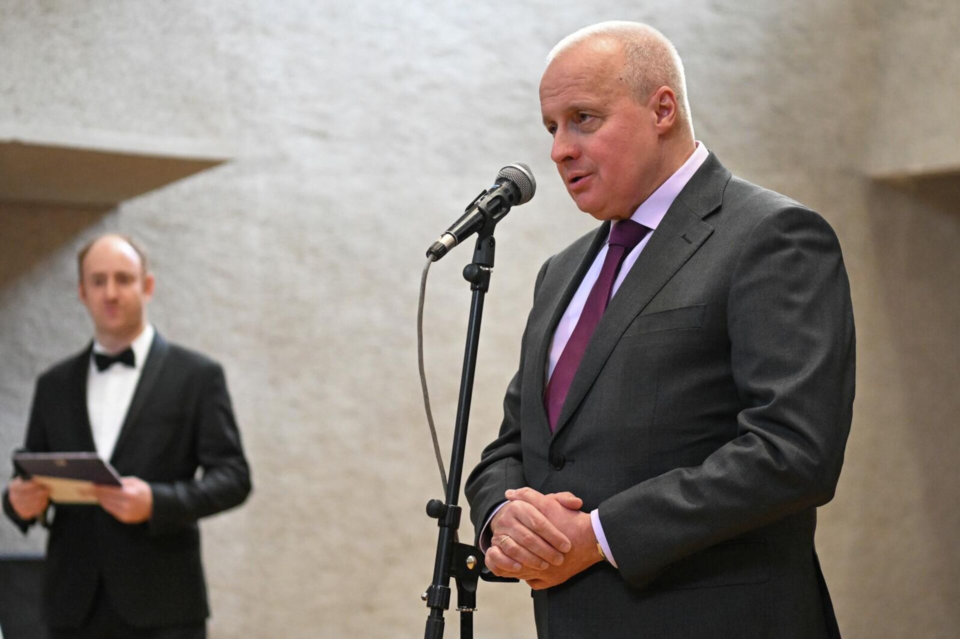 Посол России Сергей Копыркин во время церемонии награждения победителей и участников XVI Национального конкурса Лучший учитель русского языка— 2025 (16 января 2026). Еревaн - Sputnik Արմենիա, 1920, 16.01.2026