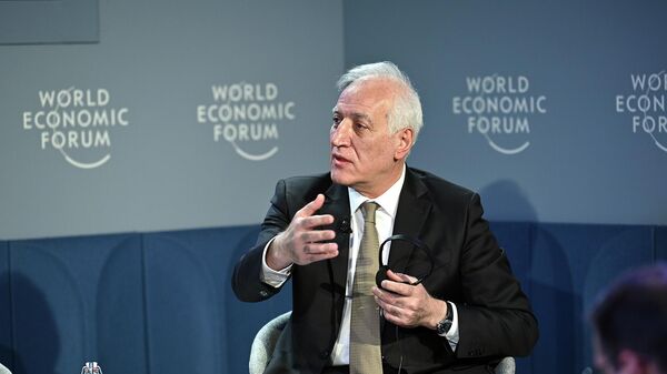 Президент Ваагн Хачатурян во время выступления в Давосе (20 января 2026). Швейцария - Sputnik Армения