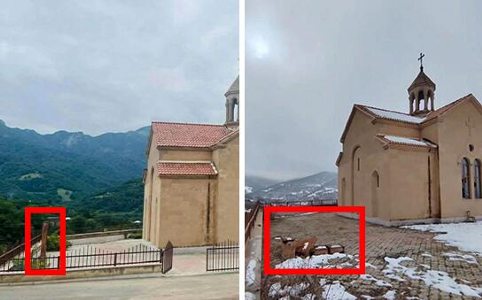 Сломанный хачкар во дворе церкви Святой Девы Марии в деревне Вагухас, Мартакерт, Нагорный Карабах - Sputnik Արմենիա, 1920, 02.02.2026