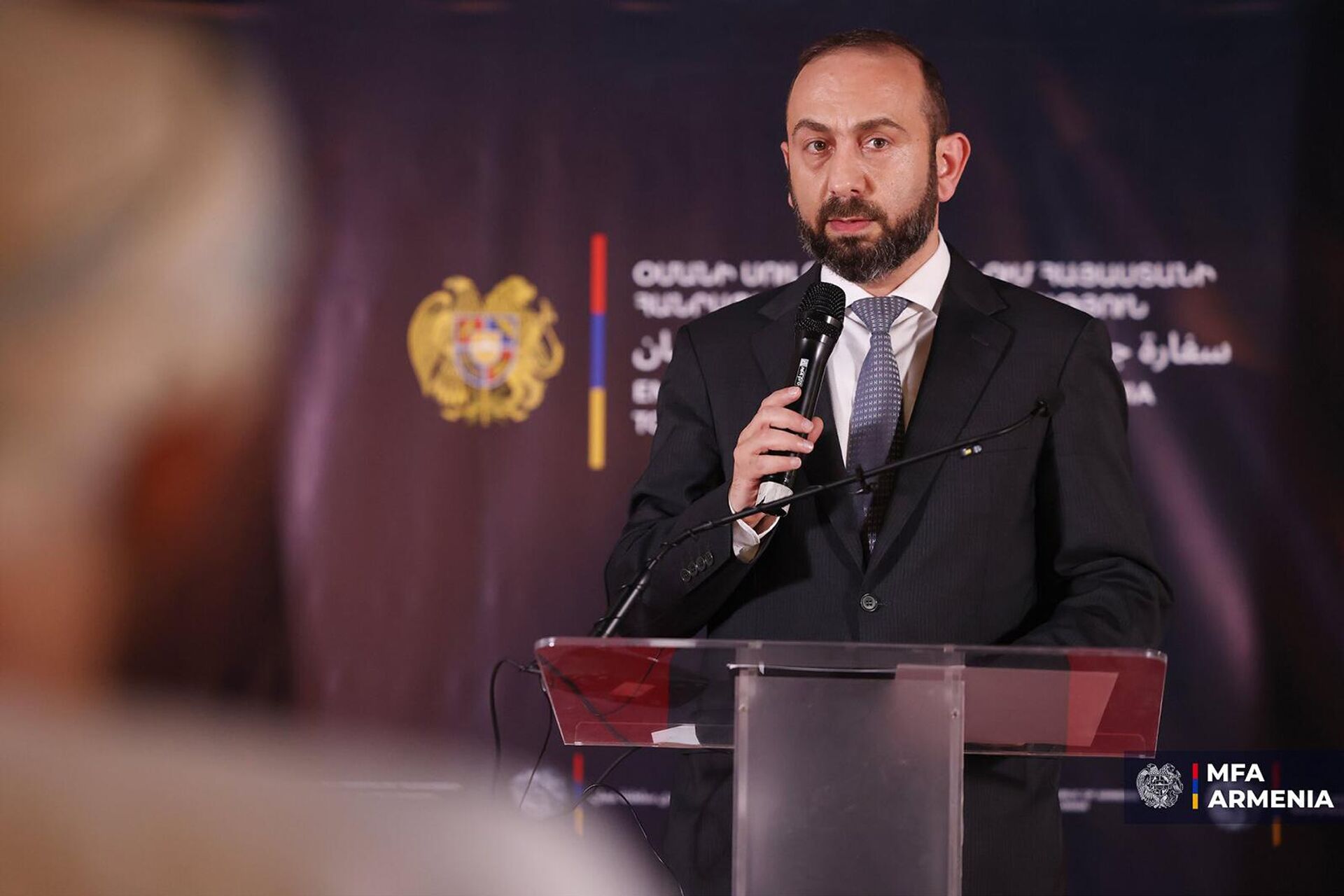 Министр иностранных дел Арарат Мирзоян выступает с речью на церемонии открытия посольства Армении в Омане (18 марта 2026). Маскат - Sputnik Армения, 1920, 19.03.2026