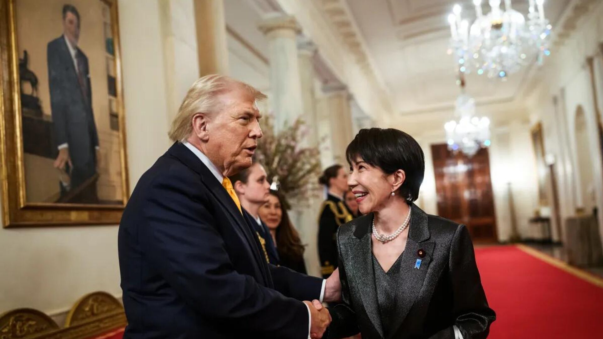 Президент США Дональд Трамп и премьер-министр Японии Санаэ Такаити в Белом Доме (20 марта 2026). Вашингтон Президент США Дональд Трамп и премьер-министр Японии Санаэ Такаити в Белом Доме (20 марта 2026). Вашингтон - Sputnik Армения, 1920, 21.03.2026