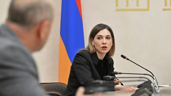 Министр юстиции Србуи Галян на очередном заседании Постоянной комиссии НС по государственно-правовым вопросам (23 марта 2026). Еревaн - Sputnik Армения