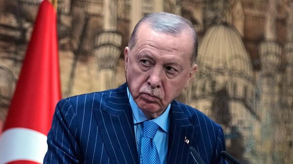 Президент Турции Реджеп Тайип Эрдоган во время совместной пресс-конференции с президентом Сомали (30 декабря 2025). Стамбул - Sputnik Армения