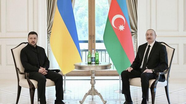 Зеленский на встрече с Алиевым (25 апреля 2026). Баку - Sputnik Армения
