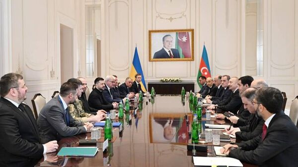Встреча президента Азербайджана Ильхама Алиева с президентом Украины Владимиром Зеленским (25 апреля 2026). Габала - Sputnik Армения