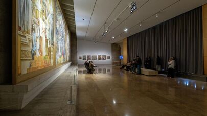 Пресс-конференция, посвященная завершению реставрационных работ монументальной трехчастной фрески Григора Ханджяна (27 апреля 2026). Еревaн