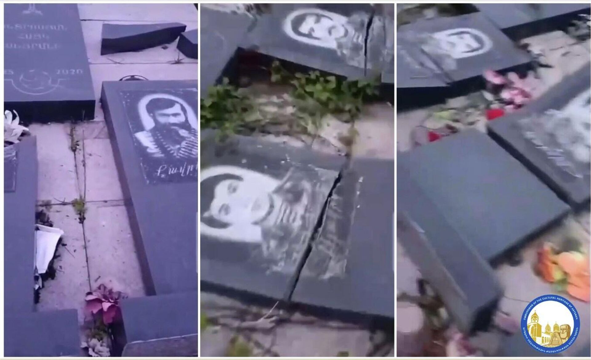 Разбитые надгробия на кладбище павших борцов за свободу в селе Вагухас Мартакертской области в Арцахе - Sputnik Արմենիա, 1920, 13.05.2026