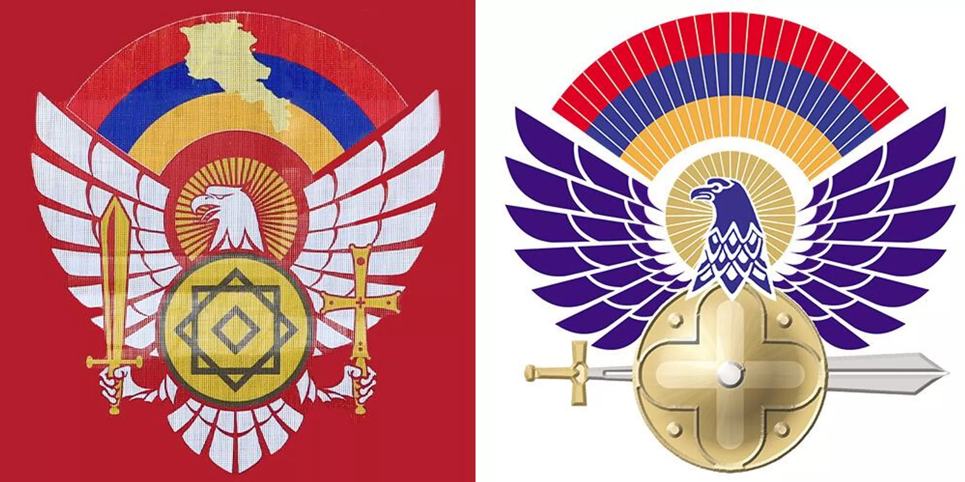 Respublika Günü şərəfinə keçirilən parad üçün təqdim olunan emblem və Ermənistan Respublikası Silahlı Qüvvələrinin gerbi - Sputnik Ermənistan, 1920, 27 may 2026