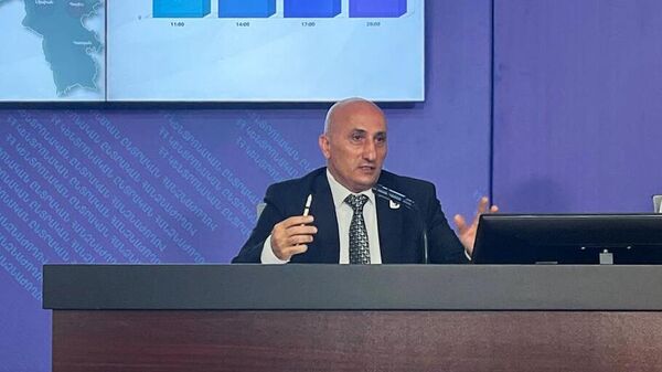 Глава ЦИК Ваагн Овакимян на пресс-конференции по теме парламентских выборов (6 июня 2026). Еревaн - Sputnik Армения