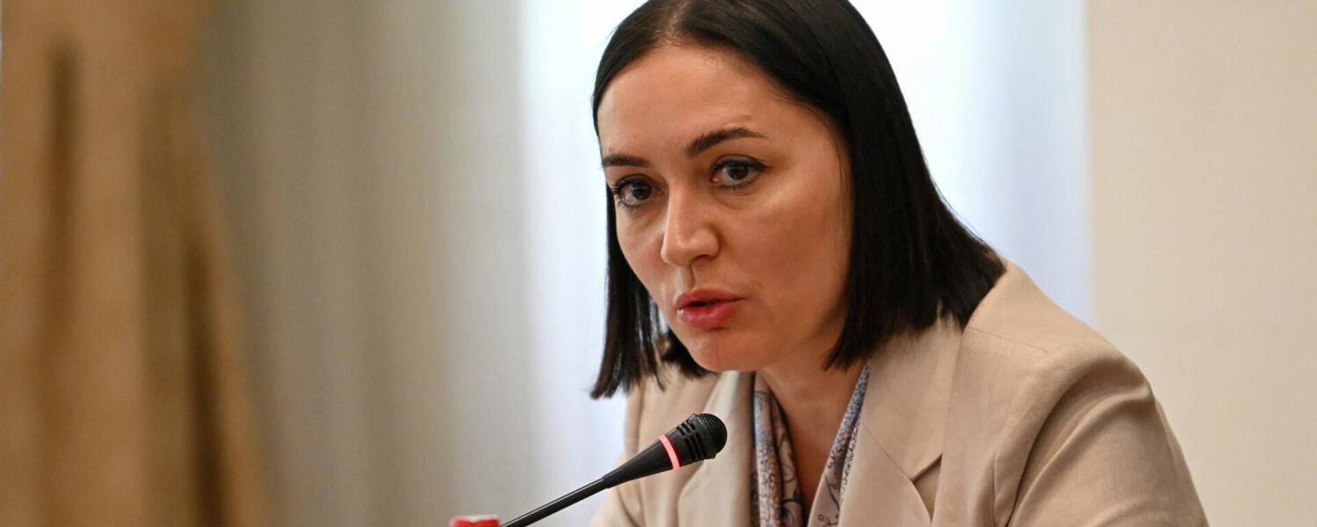 Людмила Маркина во время совместной пресс-конференции Миссии наблюдателей Межпарламентской Ассамблеи СНГ и Миссии наблюдателей СНГ (8 июня 2026). Еревaн - Sputnik Армения, 1920, 08.06.2026
