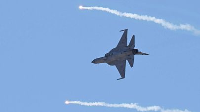 Многоцелевые истребители JF-17C (Block-III) в международном аэропорту имени Гейдара Алиева (25 сентября 2024). Баку