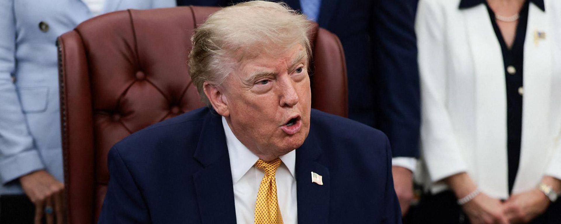 Президент США Дональд Трамп выступает в Овальном кабинете Белого дома (3 августа 2026). Вашингтон - Sputnik Армения, 1920, 11.08.2026
