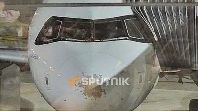Самолет авиакомпании FlyOne рейса Барселона - Ереван в аэропорту "Звартноц"