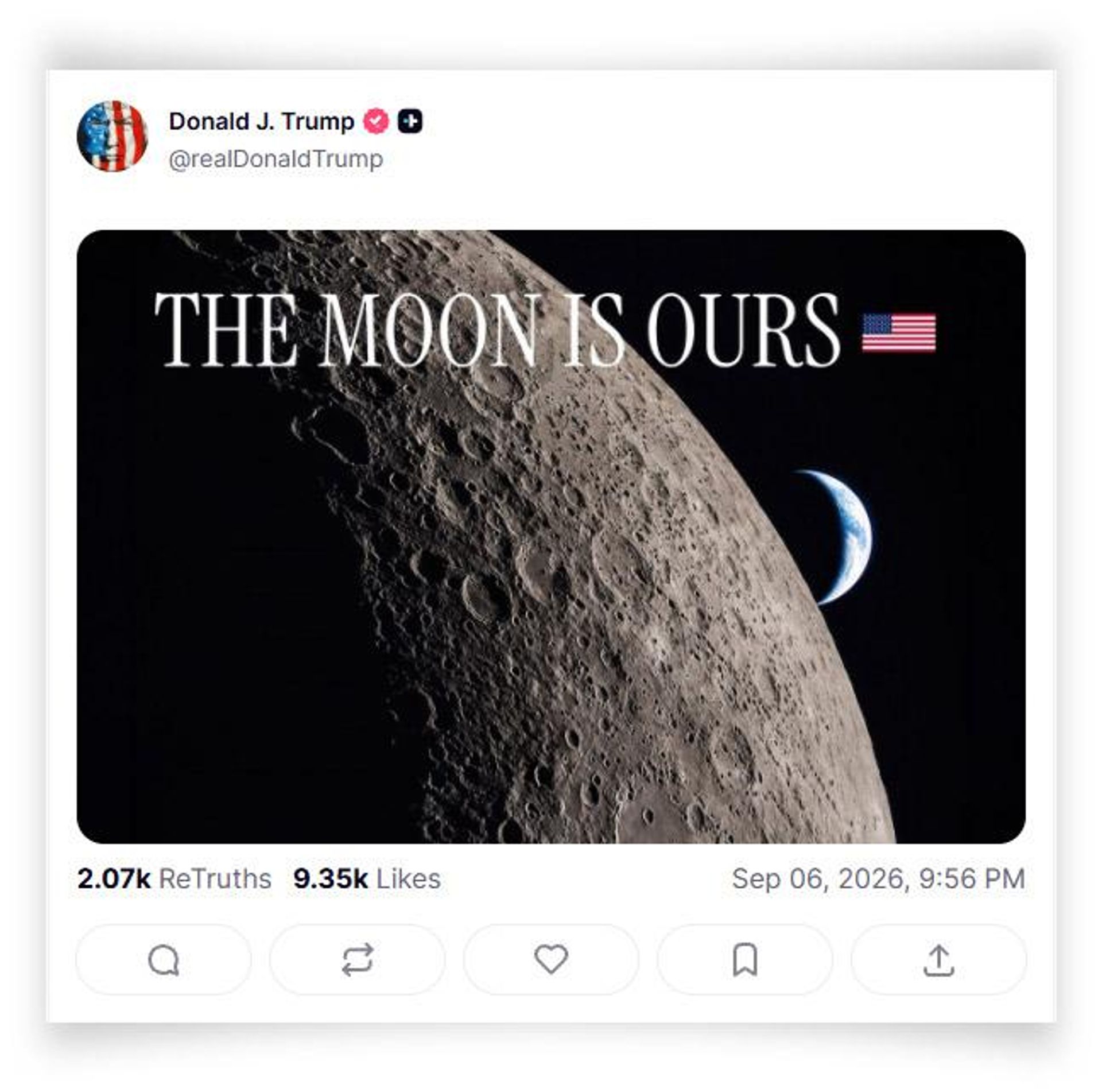 Пост Трампа про луну в своей соцсети - Sputnik Արմենիա, 1920, 07.09.2026