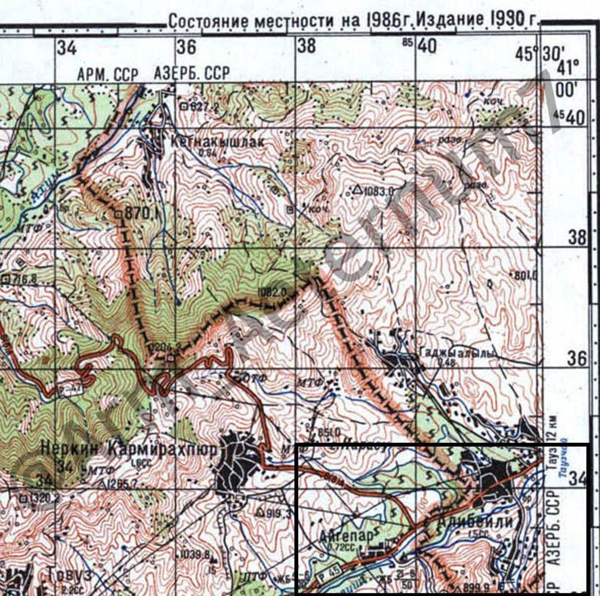 Фрагмент карты ГШ ВС СССР, издание 1990 г. - Sputnik Армения, 1920, 17.09.2026