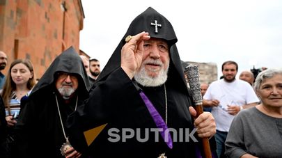 Католикос Гарегин II на церемонии освящения церкви города Бюрегаван Котайкской епархии (19 сентября 2026). Котайк