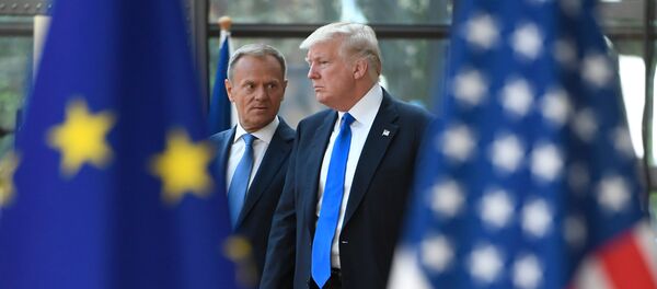 Председатель ЕС Дональд Туск и Президент США Дональд Трамп (25 мая 2017). Брюссель, Бельгия Председатель ЕС Дональд Туск и Президент США Дональд Трамп (25 мая 2017). Брюссель, Бельгия - Sputnik Армения