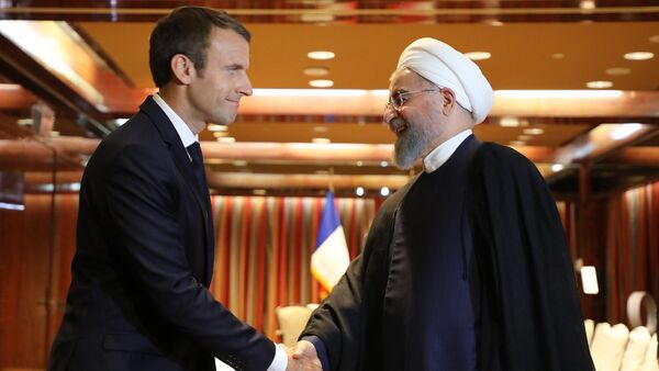 Встреча президентов Франции и Ирана Эмманюэля Макрона и Хасана Рухани (18 сентября 2017). Нью Йорк, США - Sputnik Армения