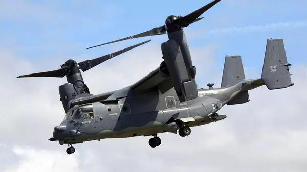Американский конвертоплан Boeing CV-22 Osprey на международном авиационном показе боевой авиационной техники Royal International Air Tattoo (RIAT) 2017. - Sputnik Армения