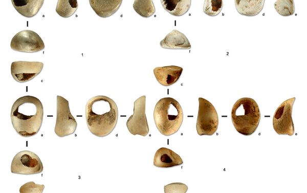 Бусы из морских раковин, найденых в пещере Агиту-3 - Sputnik Армения