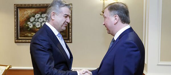 Встреча премьер-министров Армении и Беларуси Карена Карапетяна и Андрея Кобякова Встреча премьер-министров Армении и Беларуси Карена Карапетяна и Андрея Кобякова - Sputnik Արմենիա
