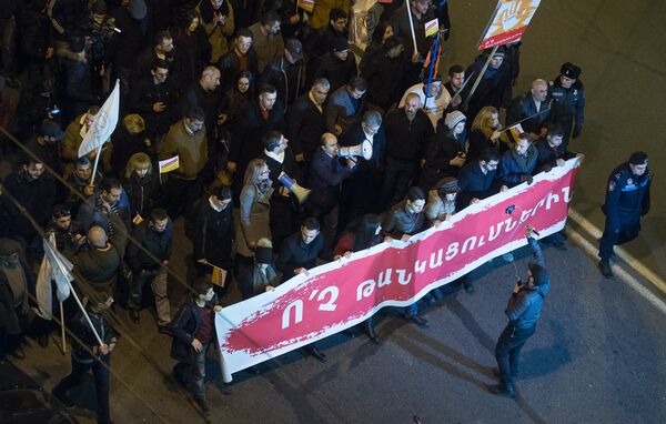 Шествие оппозиционной фракции Елк против роста цен в Армении (19 января 2018). Еревaн - Sputnik Армения