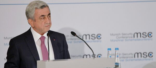 Выступление президента Армении Сержа Саргсяна на мюнхенской международной конференции по безопасности (17 февраля 2018). Мюнхен, Германия - Sputnik Армения