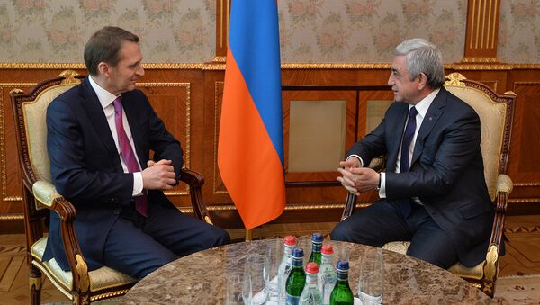 Президент Армении Серж Саргсян и Глава ГРУ России Сергей Нарышкин - Sputnik Армения