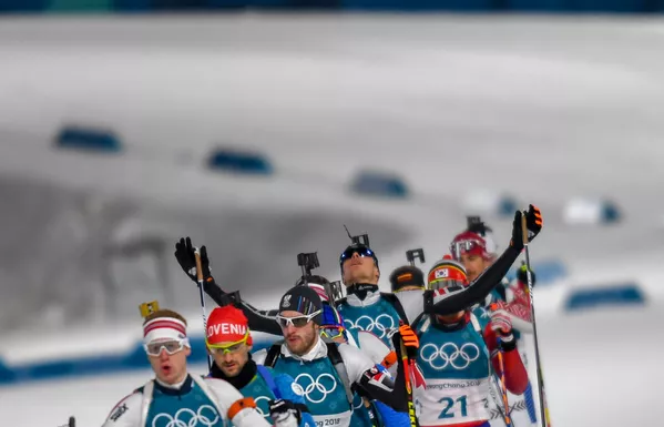 ОИ 2018. Биатлон, масс старт 15 км, мужчины (18 февраля 2018). Дэквалъен-мен, Пхенчхан, Южная Корея ОИ 2018. Биатлон, масс старт 15 км, мужчины (18 февраля 2018). Дэквалъен-мен, Пхенчхан, Южная Корея - Sputnik Армения
