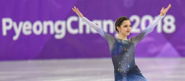 Фигурное катание, короткая программа, женщины. Евгения Медведева (21 февраля 2018). Пхенчхан, Южная Корея - Sputnik Армения