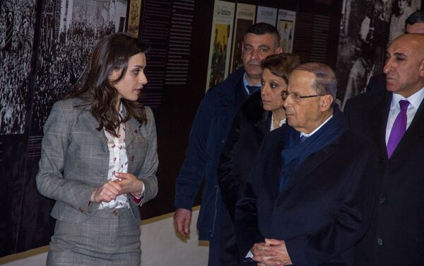 Президент Ливан Мишель Аун в Музее Геноцида армян - Sputnik Армения