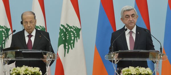 Встреча президентов Ливана и Армении Мишеля Ауна и Сержа Саргсяна - Sputnik Արմենիա