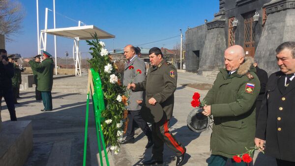 На военной базе ЮВО отметили день защитника Отечества (23 февраля 2018). Гюмри, Армения - Sputnik Армения