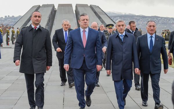 Վրաստանի վարչապետ Գիորգի Կվիրիկաշվիլու գլխավորած պատվիրակությունը Ծիծեռնակաբերդում - Sputnik Արմենիա