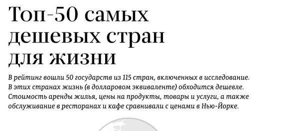 Топ - 50 самых дешевых стран для жизни Топ - 50 самых дешевых стран для жизни - Sputnik Армения