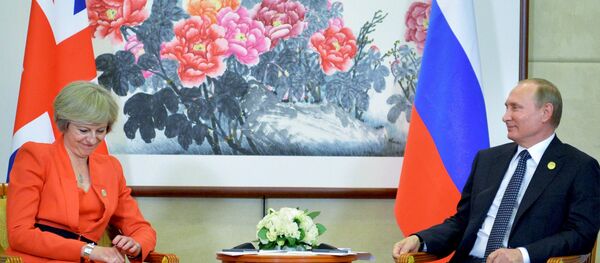 Президент РФ Владимир Путин и премьер-министр Великобритании Тереза Мэй во время встречи в рамках саммита Группы двадцати G20 (4 сентября 2016). Ханчжоу, Китай Президент РФ Владимир Путин и премьер-министр Великобритании Тереза Мэй во время встречи в рамках саммита Группы двадцати G20 (4 сентября 2016). Ханчжоу, Китай - Sputnik Армения