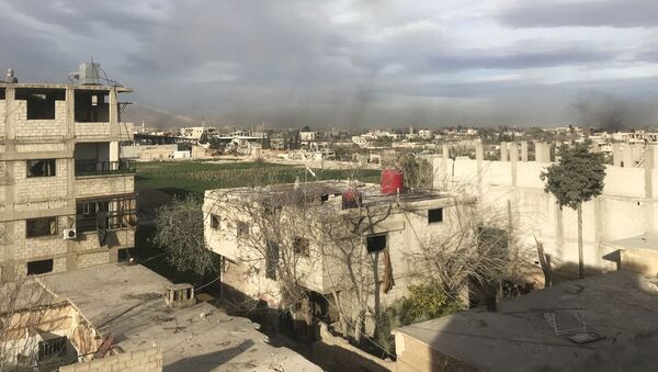 Дым, возникший в результате ударов сирийской армии по позициям Джебхат ан-Нусра (организация запрещена в РФ), в Восточной Гуте в пригороде Дамаска - Sputnik Արմենիա