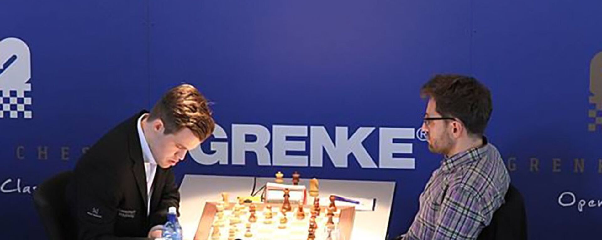 Матч 6-го тура шахматного турнира GRENKE Chess Classic между Магнусом Карлсеном и Левоном Ароняном (6 апреля 2018). Баден-Баден, Германия - Sputnik Армения, 1920, 01.07.2021