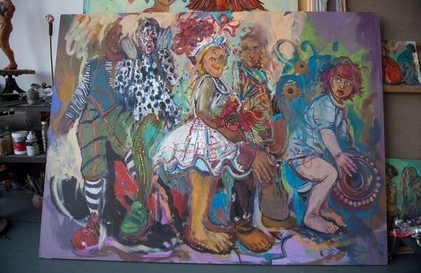 Картина художника Аршака Саркисяна Свадьба обезьянки  - Sputnik Արմենիա