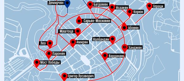 Какие улицы перекрыты в Ереване Какие улицы перекрыты в Ереване - Sputnik Армения