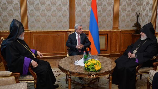Премьер-министр Серж Саргсян принял Католикоса Гарегина 2-го и Арама 1-го - Sputnik Արմենիա
