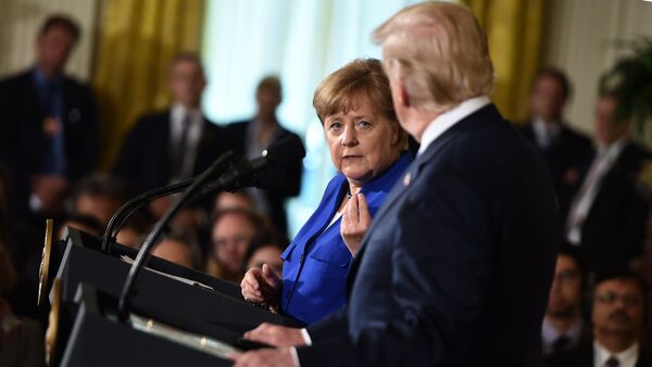 Пресс-конференция канцлера Германии Ангелы Меркель и президента США Дональда Трампа в Восточном зале Белого дома (27 апреля 2018). Вaшингтон, округ Кoлумбия, СШA - Sputnik Армения