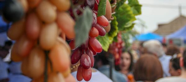 Участники фестиваля толмы украшали свои павильоны в национальном колорите (20 мая 2018). Село Хнаберд, Араратская область - Sputnik Армения
