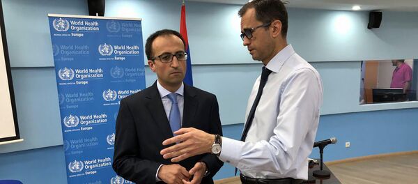 Министр здравоохранения Арсен Торосян и представитель ВОЗ в Армении Егор Зайцев Министр здравоохранения Арсен Торосян и представитель ВОЗ в Армении Егор Зайцев - Sputnik Армения