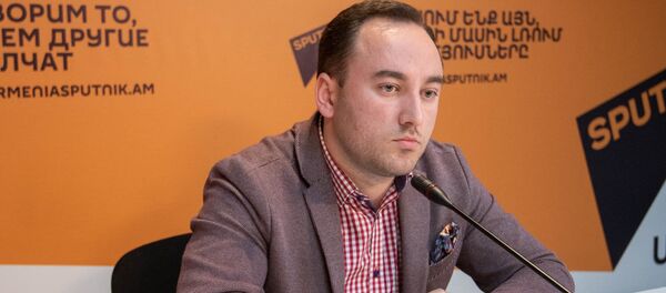 Джонни Меликян во время видеомоста Тбилиси-Ереван, посвященному анализу перспектив армяно-грузинского сотрудничества - Sputnik Արմենիա