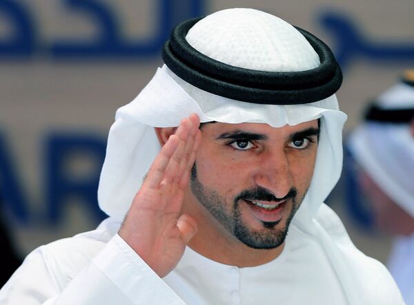Шейх Хамдан бин Мохаммед бин Рашид Аль Мактум, председатель исполнительного Совета и наследный принц Дубая при запуске инициативы Smart Dubai 2021 (16 апреля 2017). Дубай, ОАЭ - Sputnik Армения