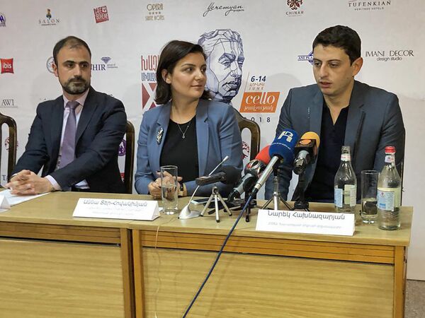 Пресс-конференция приуроченная к 14-му международному конкурсу имени Арама Хачатуряна (6 июня 2018). Еревaн Пресс-конференция приуроченная к 14-му международному конкурсу имени Арама Хачатуряна (6 июня 2018). Еревaн - Sputnik Արմենիա